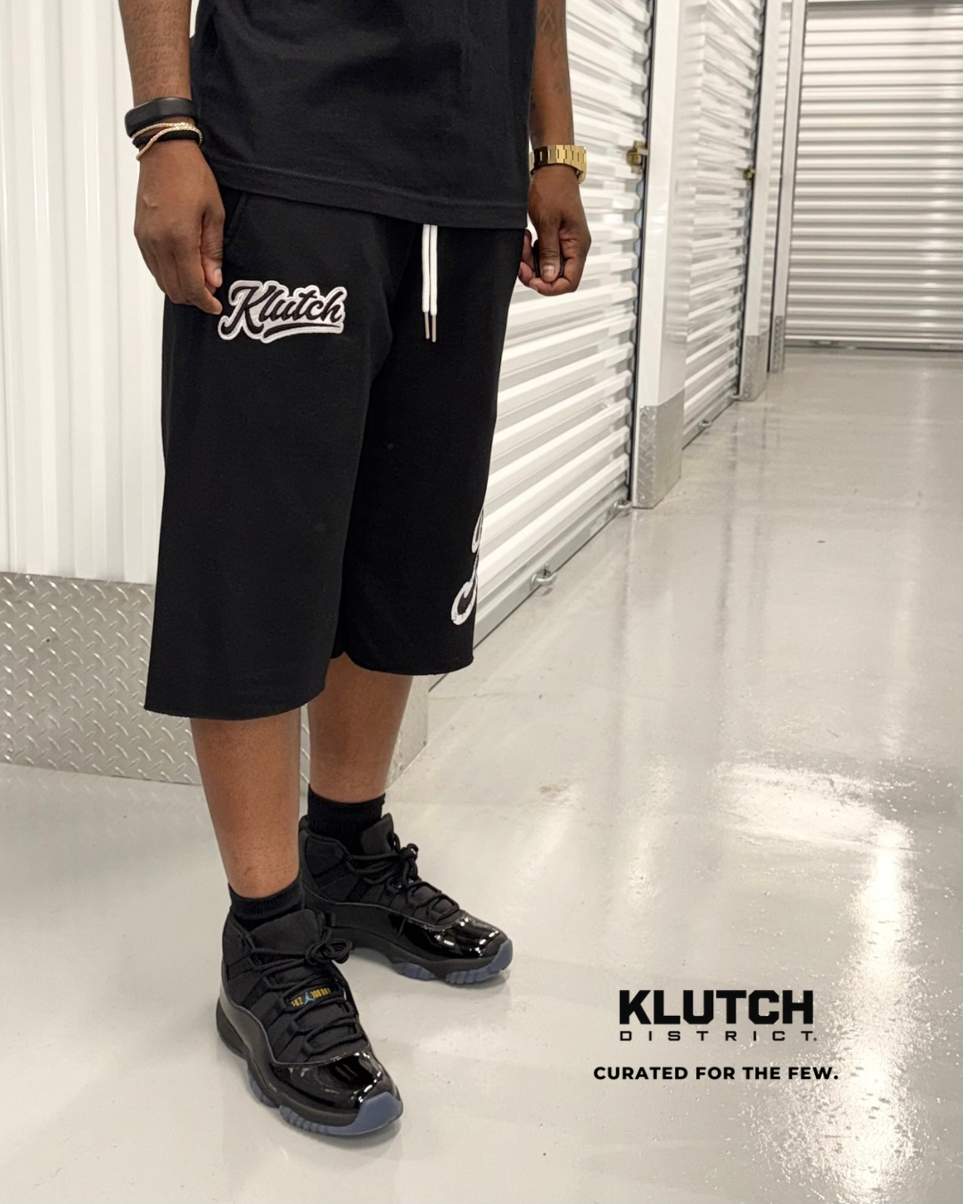 STAMPED LONG SHORTS BLACK